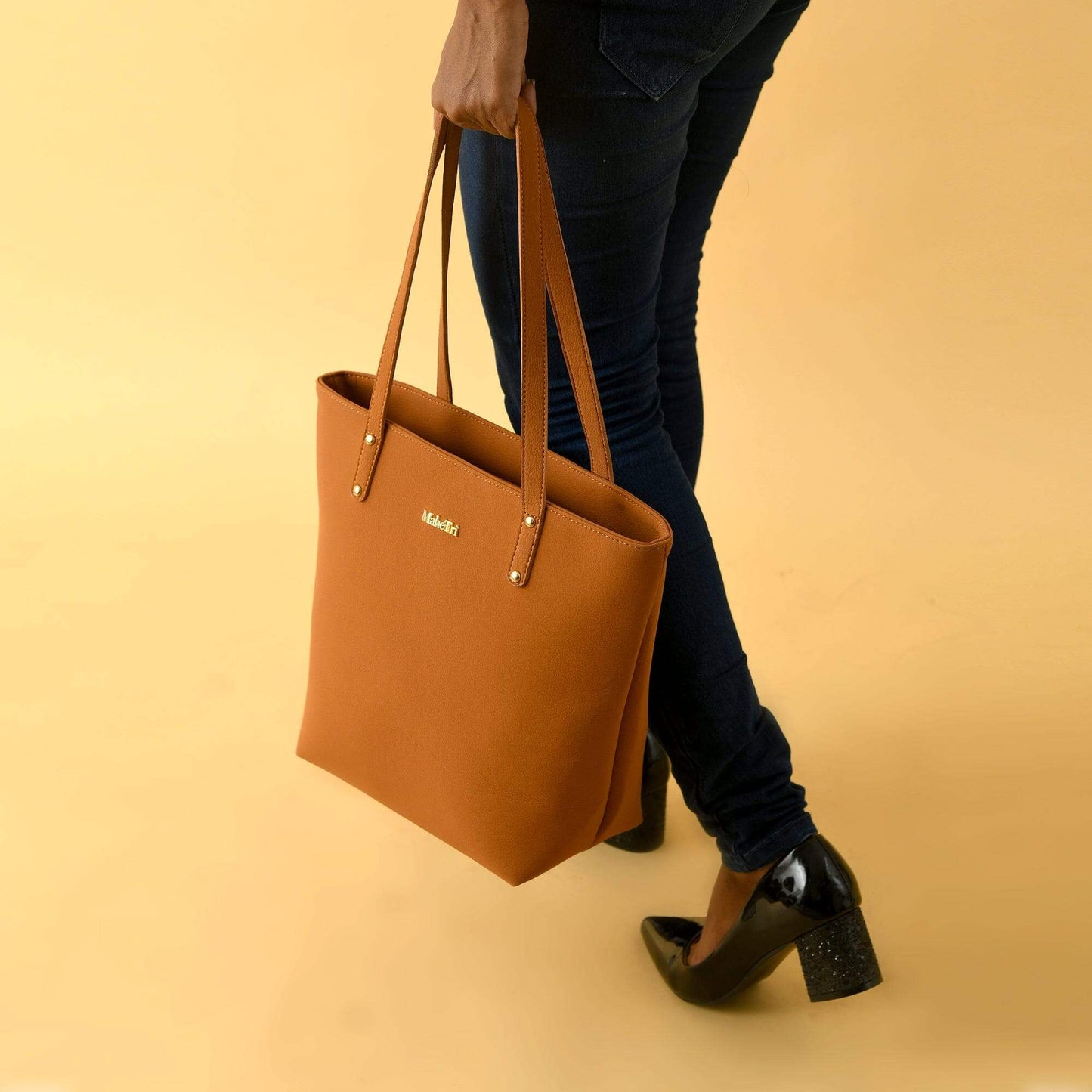 Era Vegan Leather Tote - Tan Brown - Classy Leather Bags - Flyclothing LLC