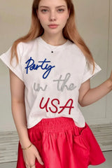 Letter Round Neck Short Sleeve T-Shirt - Trendsi - Flyclothing LLC
