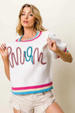 BiBi Metallic Letter Short Puff Sleeve Sweater - Trendsi - Flyclothing LLC