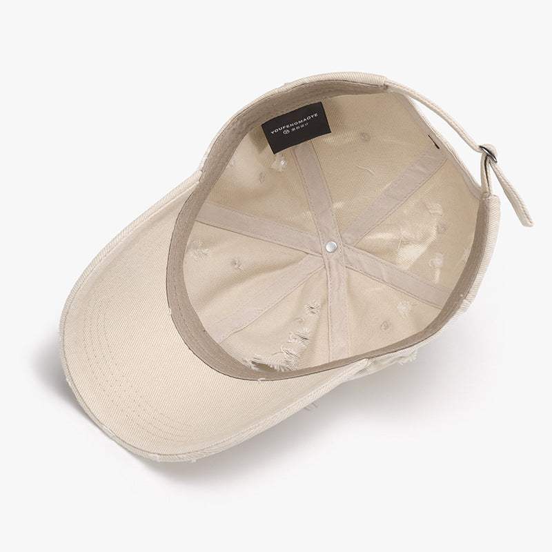 Distressed Adjustable Cotton Baseball Cap - Trendsi - Flyclothing LLC