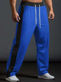 Men's Full Size Drawstring Contrast Wide Leg Pants Plus Size - Trendsi - Flyclothing LLC