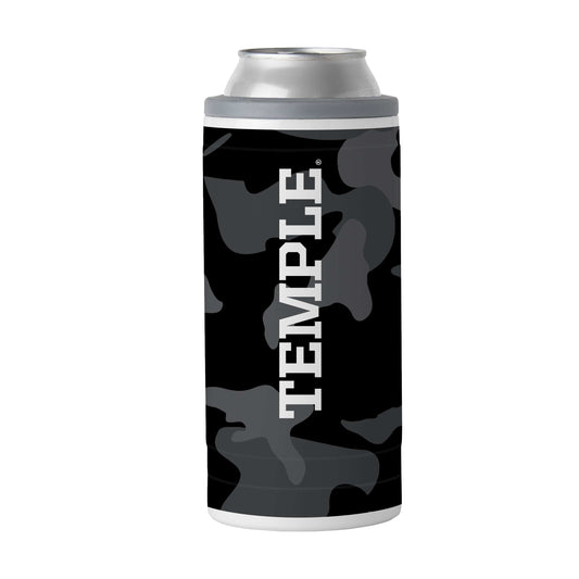 Temple Black Camo 12oz Slim Can Coolie - Logo Brands - Flyclothing LLC