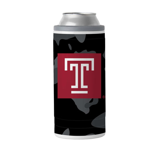 Temple Black Camo 12oz Slim Can Coolie - Logo Brands - Flyclothing LLC