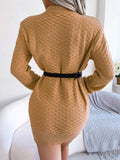 Round Neck Long Sleeve Mini Sweater Dress - Trendsi - Flyclothing LLC