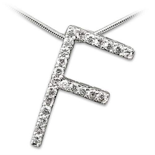 21606 - Rhodium Brass Pendant with AAA Grade CZ in Clear - Alamode - Flyclothing LLC