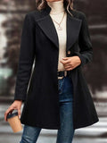 Collared Neck Long Sleeve Longline Coat - Trendsi - Flyclothing LLC