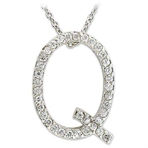 21616 - Rhodium Brass Pendant with AAA Grade CZ in Clear - Alamode - Flyclothing LLC