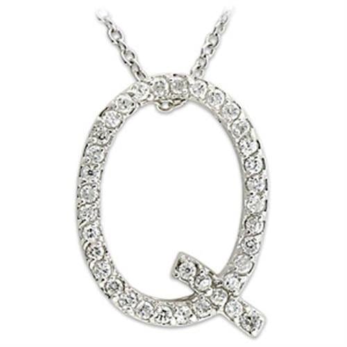 21616 - Rhodium Brass Pendant with AAA Grade CZ  in Clear - Alamode