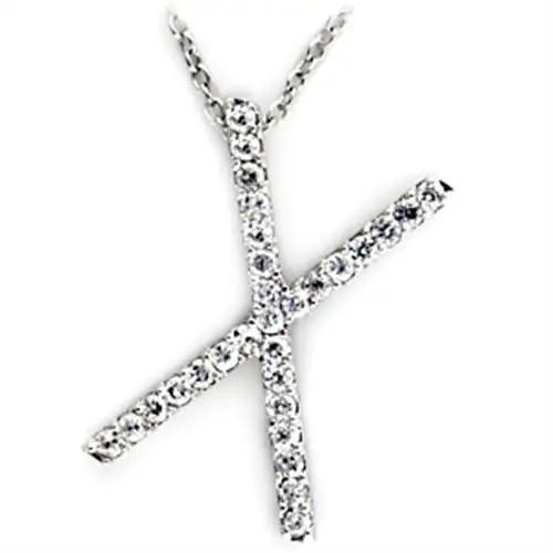 21622 - Rhodium Brass Pendant with AAA Grade CZ  in Clear - Alamode