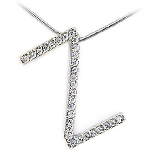 21624 - Rhodium Brass Pendant with AAA Grade CZ in Clear - Alamode - Flyclothing LLC