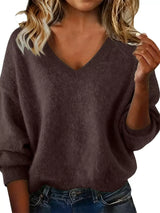 Full Size V-Neck Dropped Shoulder Sweater Plus Size - Trendsi - Flyclothing LLC
