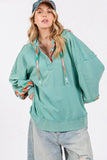SAGE + FIG Full Size Plaid Print Washed Hoodie - Trendsi