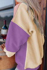 Contrast Round Neck Long Sleeve Sweatshirt - Trendsi - Flyclothing LLC