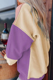 Contrast Round Neck Long Sleeve Sweatshirt - Trendsi - Flyclothing LLC