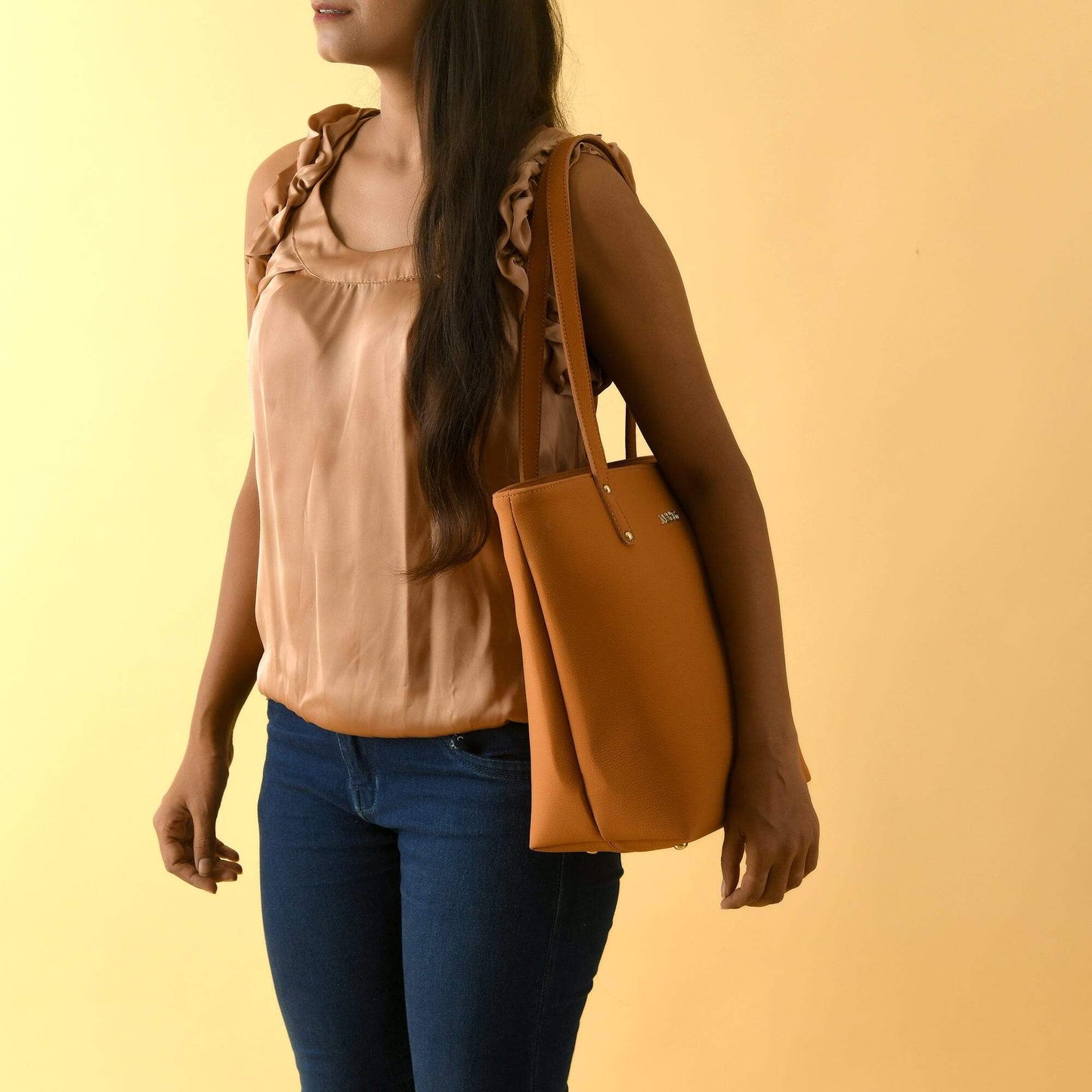 Era Vegan Leather Tote - Tan Brown - Classy Leather Bags - Flyclothing LLC