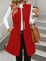 Button-Down Longline Vest Coat - Trendsi - Flyclothing LLC