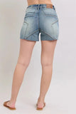 Judy Blue Full Size High Waist Star Seam Detail Denim Shorts Plus Size - Trendsi