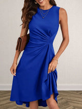 Ruched Round Neck Sleeveless Dress - Trendsi - Flyclothing LLC