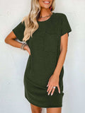 Round Neck Short Sleeve Mini Dress - Trendsi - Flyclothing LLC
