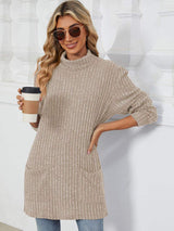 Ribbed Mock Neck Long Sleeve T-Shirt - Trendsi - Flyclothing LLC