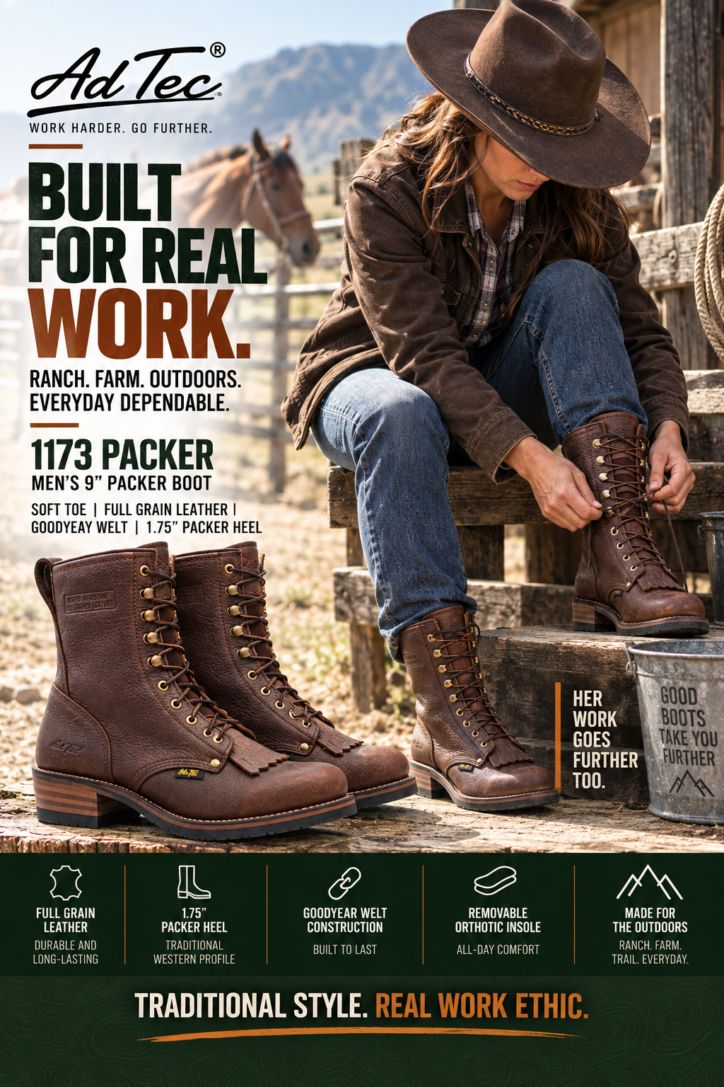 Adtec Women's 8" Packer Boot – Brown | 2173 - AdTec - Flyclothing LLC