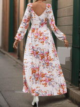 Slit Printed Surplice Long Sleeve Maxi Dress - Trendsi - Flyclothing LLC