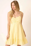 Mittoshop Ruched Detail Spaghetti Tie Mini Dress - Trendsi