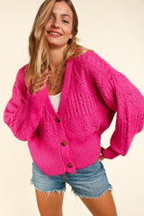 Haptics Full Size Button Down Crop Long Sleeve Cardigan - Trendsi