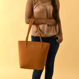 Era Vegan Leather Tote - Tan Brown - Classy Leather Bags - Flyclothing LLC