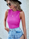 Textured Round Neck Tank - Trendsi - Flyclothing LLC