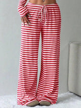 Striped Long Sleeve Crop Top and Wide Leg Pants Set - Trendsi - Flyclothing LLC
