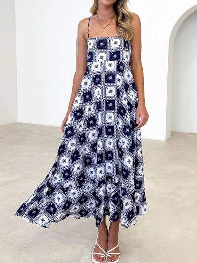 Printed Square Neck Midi Cami Dress - Trendsi - Flyclothing LLC