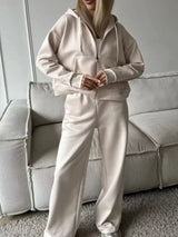 Zip-Up Hoodie and Wide-Leg Pants Set - Trendsi - Flyclothing LLC