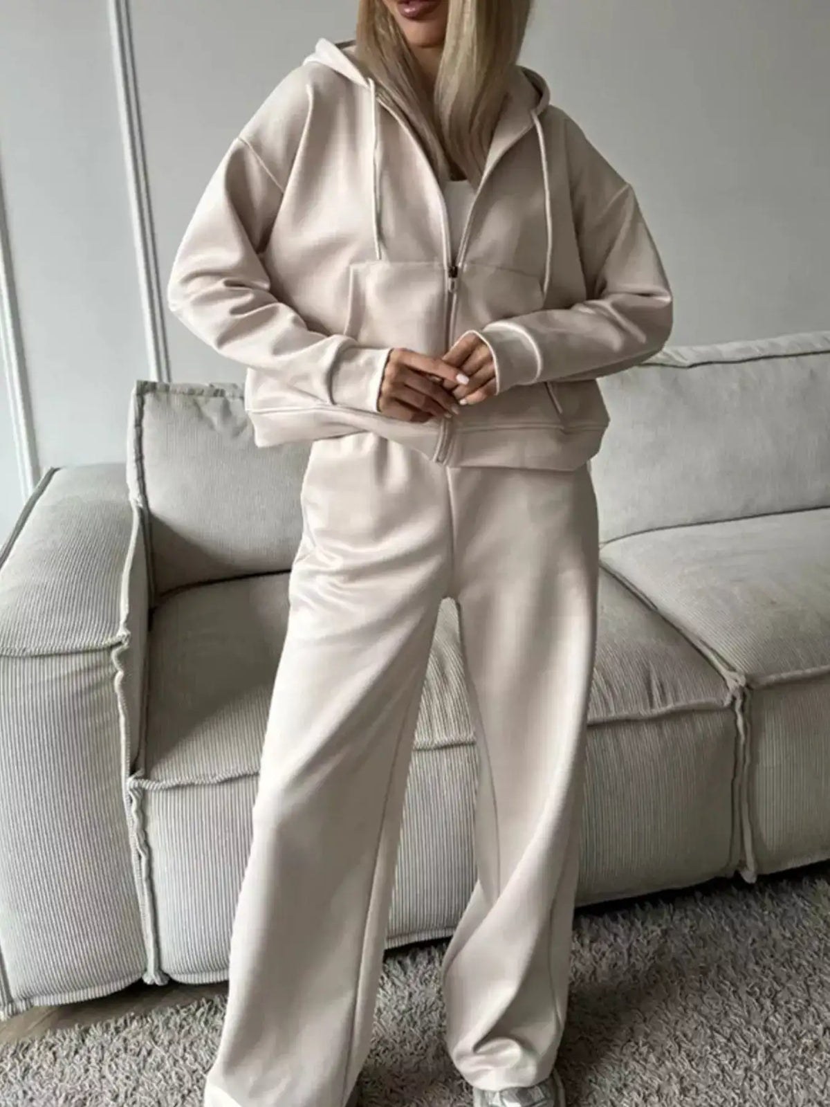 Zip-Up Hoodie and Wide-Leg Pants Set - Trendsi - Flyclothing LLC