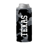 Texas Black Camo 12oz Slim Can Coolie