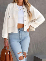 Button Up Long Sleeve Jacket - Trendsi - Flyclothing LLC