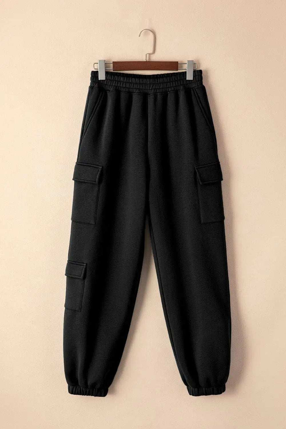 Pocketed Elastic Waist Active Joggers - Trendsi - Flyclothing LLC