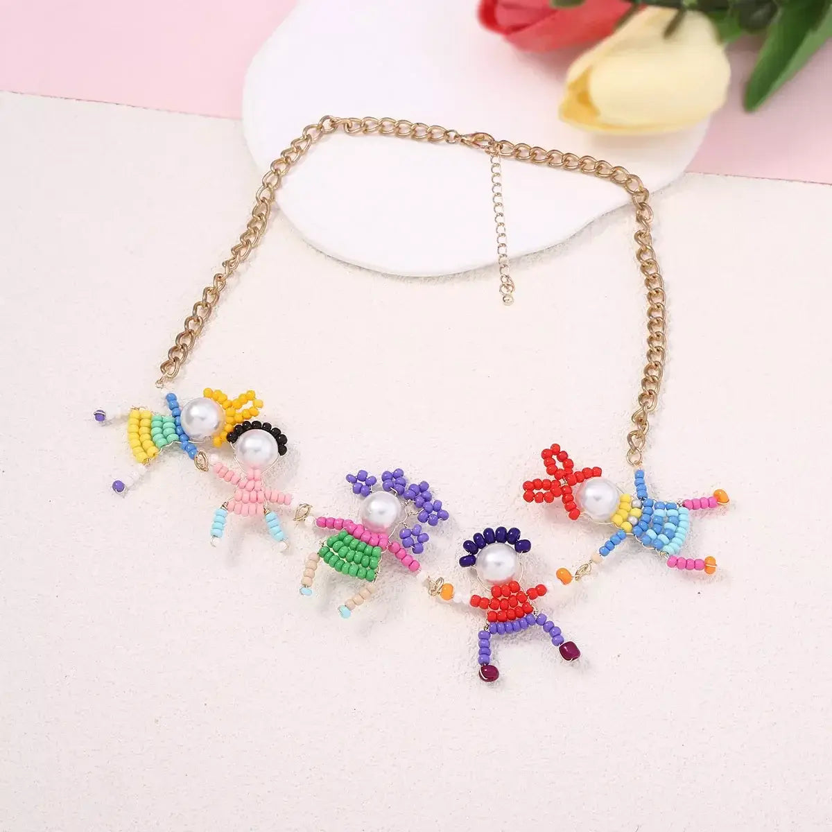 18K Gold-Plated Bead Charm Necklace - Trendsi - Flyclothing LLC