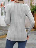 Decorative Button Round Neck Long Sleeve T-Shirt - Trendsi