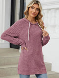 Drawstring Long Sleeve Hoodie - Trendsi