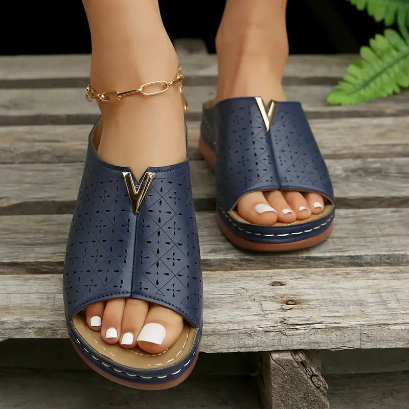 Open Toe Flats Sandals - Trendsi - Flyclothing LLC