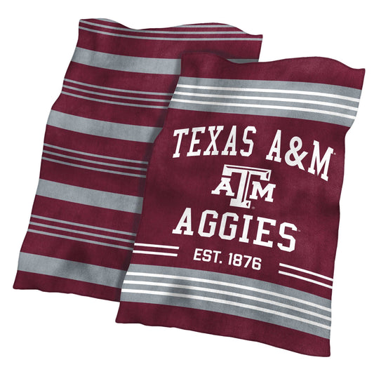 TX A&M Colorblock Plush Blanket - Logo Brands - Flyclothing LLC