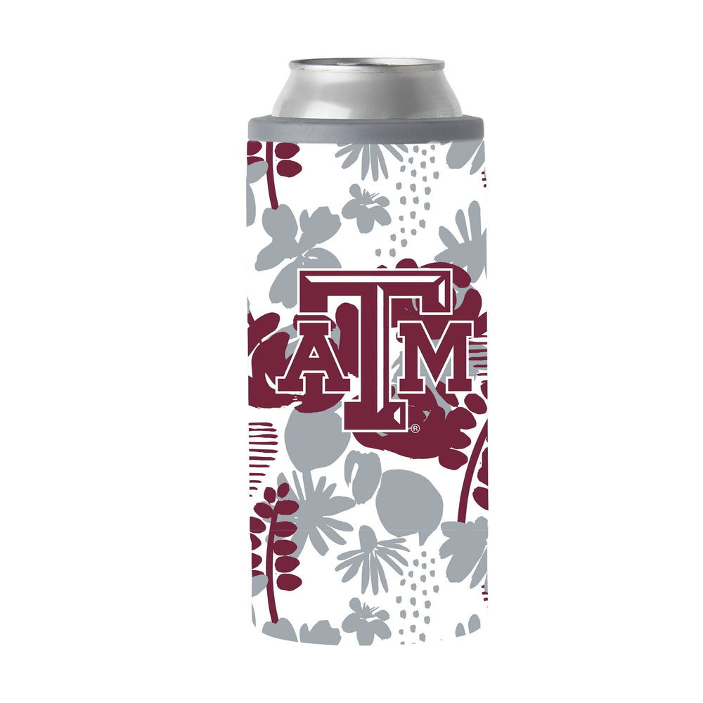 Texas A&M 12oz Floral Slim Can Coolie - Logo Brands - Flyclothing LLC