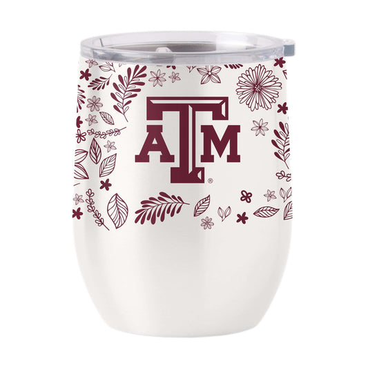 Texas A&M 16oz Botanical Stainless Curved Beverage - Logo Brands - Flyclothing LLC