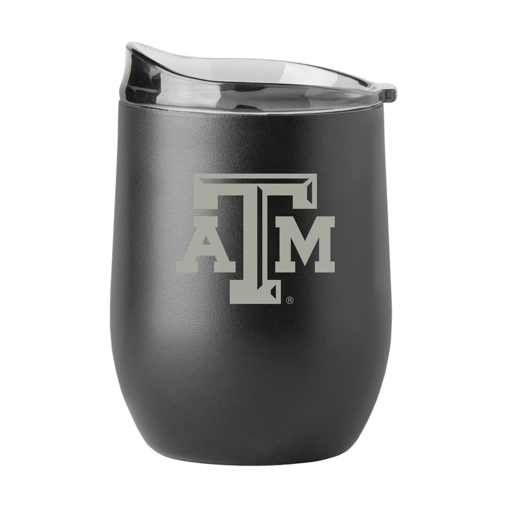 TX A&M GunMetal 16oz Black Powder Curved Beverage