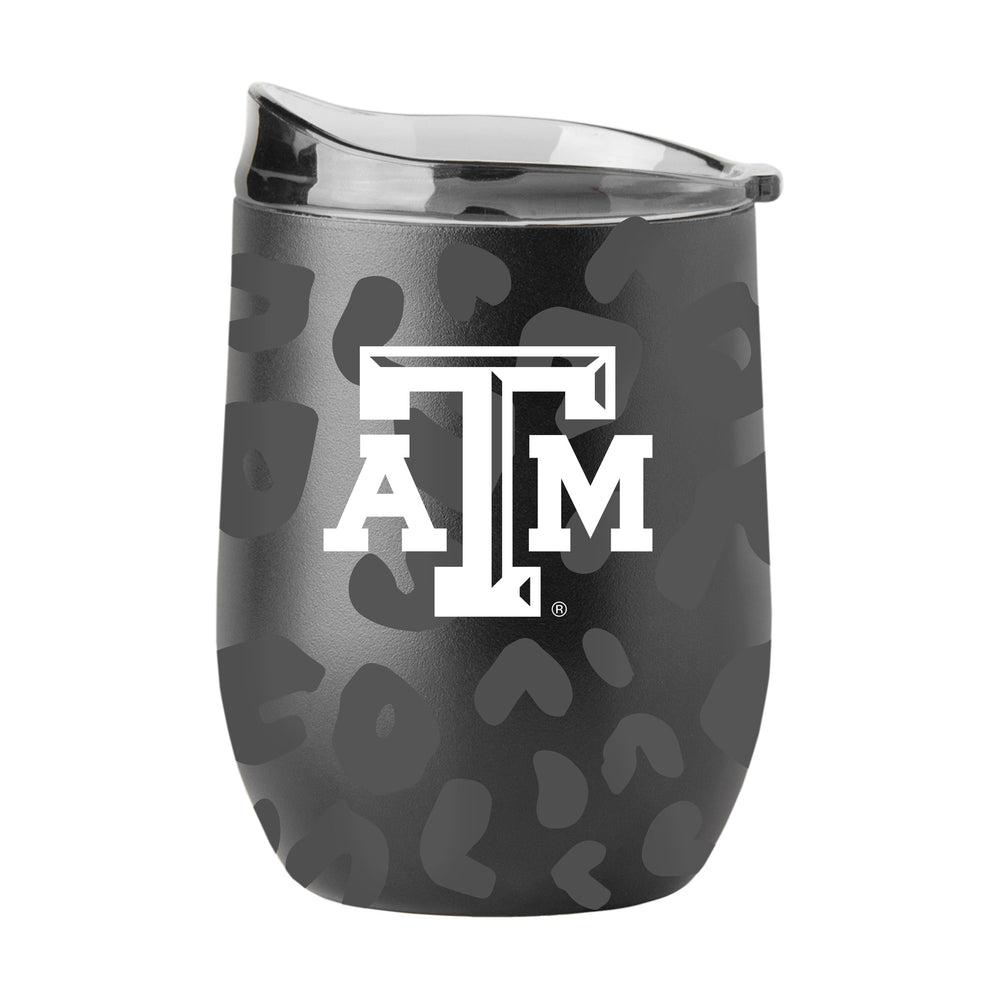 Texas A&M Leopard 16oz Black Powdercoat Curved Beverage