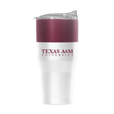 TX A&M 30oz Colorblock White Powder Coat Tumbler