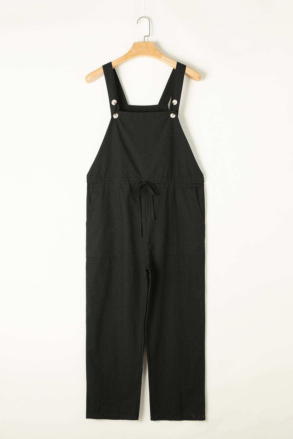 Drawstring Wide Strap Overalls with Pockets - Trendsi - Flyclothing LLC