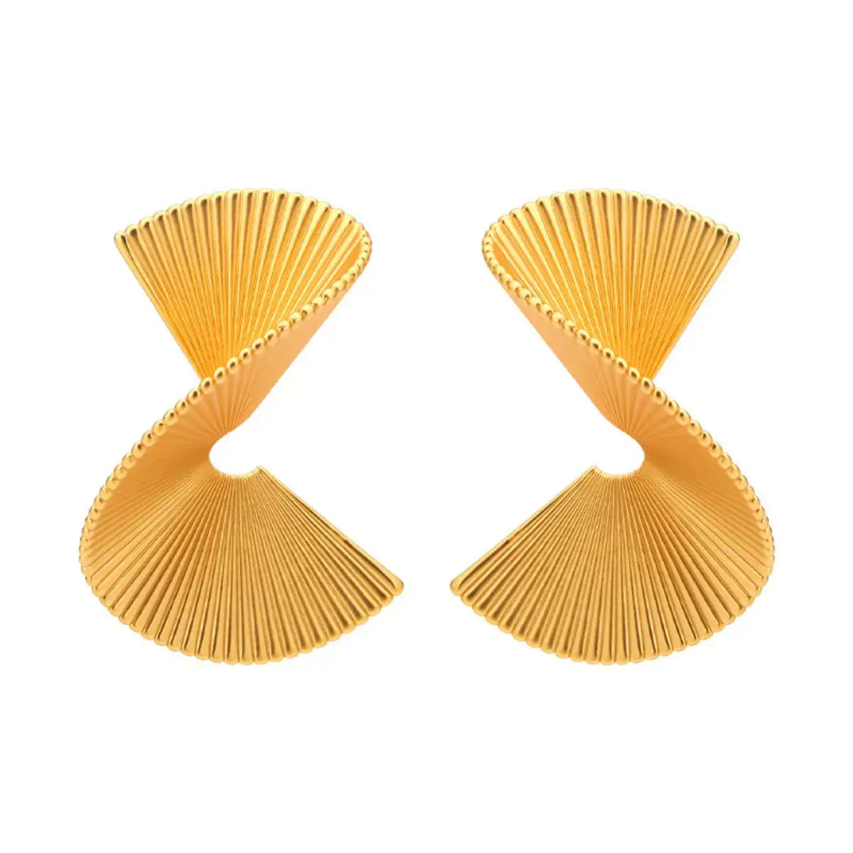 18K Gold-Plated Copper Fan-Shaped Earrings - Trendsi - Flyclothing LLC