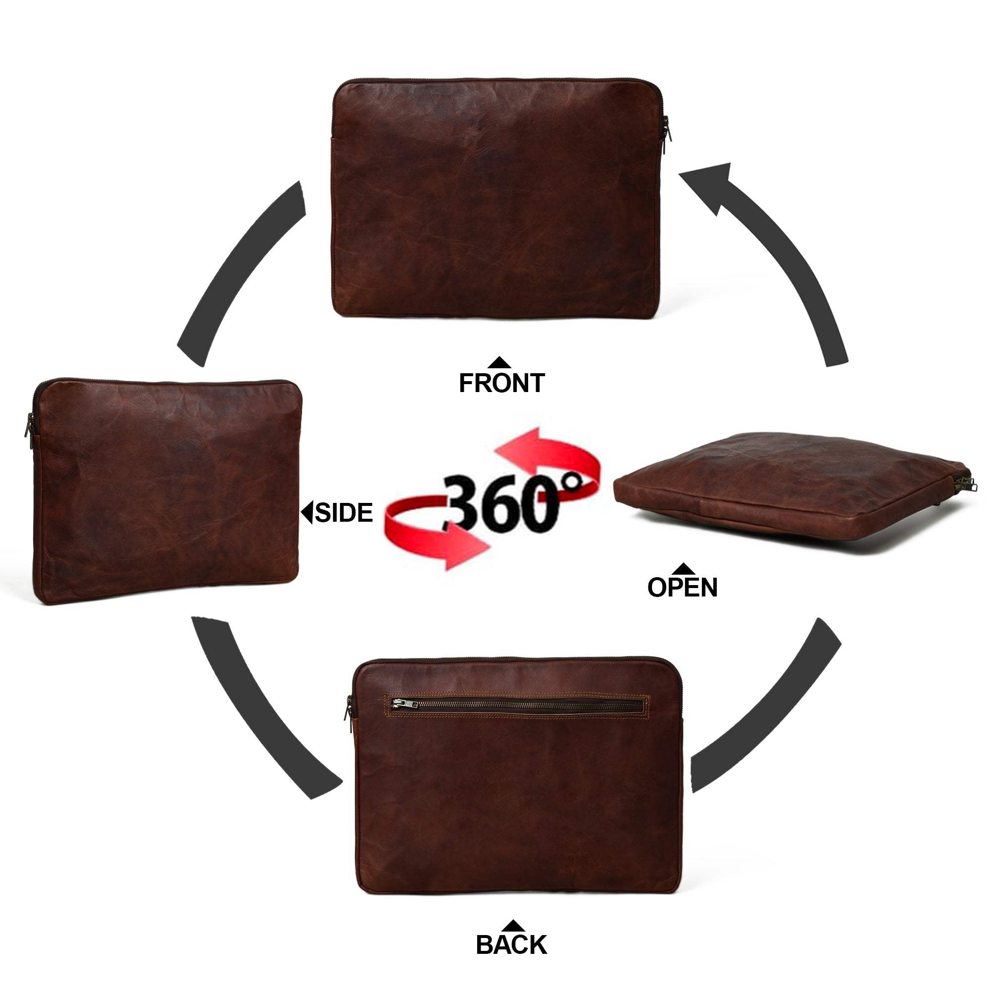 Zento Laptop Sleeve - Dark Brown - Classy Leather Bags - Flyclothing LLC